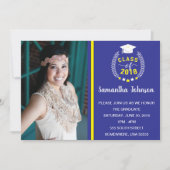 青と黄の卒業パーティー招待状 招待状 (正面)