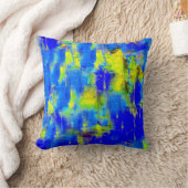 青と黄の抽象芸術絵を描の2 クッション (ブランケット)