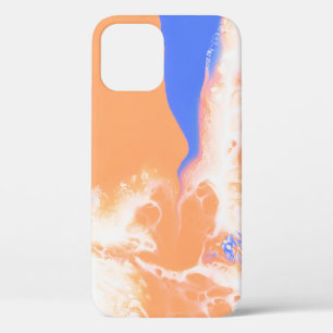 青と黄の抽象芸術絵画 iPhone 12ケース