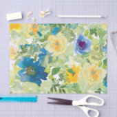 青と黄の春フローラティッシュペーパー 薄葉紙 (クラフト)