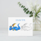 青と黄の笑うドラゴンのカラーリング活動 ポストカード (スタンド正面)