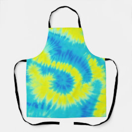 青と黄の絞り染め エプロン
