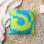 青と黄の絞り染め クッション (ブランケット)