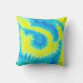 青と黄の絞り染め クッション (正面)