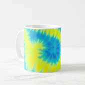 青と黄の絞り染め コーヒーマグカップ (正面左)