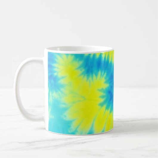 青と黄の絞り染め コーヒーマグカップ (左)