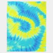 青と黄の絞り染め フリースブランケット (正面)