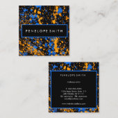 青と黄の絵を描（ばちゃばちゃ）跳ねるメイクアップアーティスト スクエア名刺 (正面/裏面)