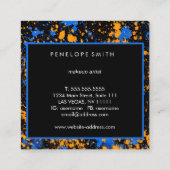 青と黄の絵を描（ばちゃばちゃ）跳ねるメイクアップアーティスト スクエア名刺 (裏面)