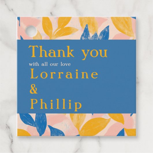 青と黄の葉植物学結婚の感謝してい君 フェイバータグ (正面)