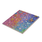 青と黄の蝶モザイクかわいらしカラフル類 タイル (側面)