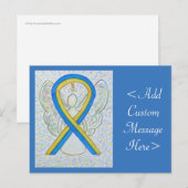 青と黄の認識度リボンエンジェルポストカード ポストカード (正面/裏面)