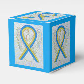 青と黄の認識度リボンパーティーの好意ボックス フェイバーボックス (正面サイド)