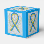 青と黄の認識度リボンパーティーの好意ボックス フェイバーボックス (裏面サイド)