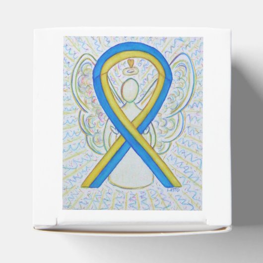 青と黄の認識度リボンパーティーの好意ボックス フェイバーボックス (上部)