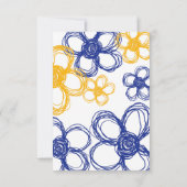 青と黄の野草結婚式RSVP 出欠カード (裏面)