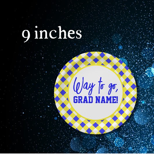 青と黄市松模様に9インラウンドパーティー ペーパープレート