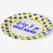 青と黄市松模様に9インラウンドパーティー ペーパープレート (アングル)