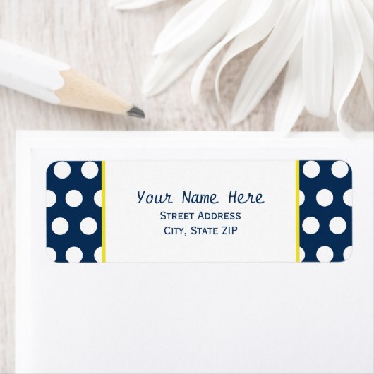 青と黄色と水玉模様住所 シール (インサイチュ)