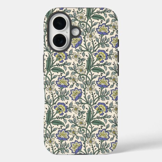青と黄色と白のシームレスな花柄 Case-Mate iPhoneケース (裏面)