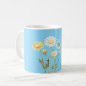 青と黄色と白の花 コーヒーマグカップ (正面左)