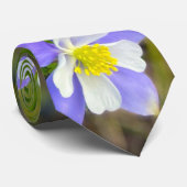 青と黄色と紫のカラフルなオダマキの花 ネクタイ (ロール)