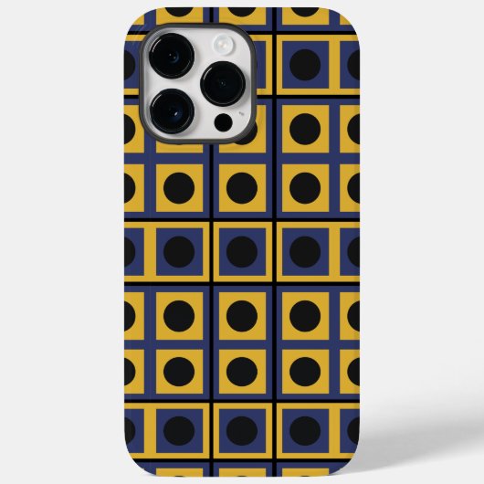 青と黄色と黒の四角と丸の幾何学模様 Case-Mate iPhoneケース (裏面)