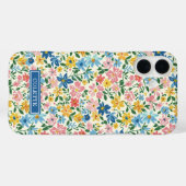 青と黄色のいたずらな花のモノグラム Case-Mate iPhoneケース (裏面 (横))