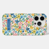 青と黄色のいたずらな花のモノグラム Case-Mate iPhoneケース (裏面 (横))