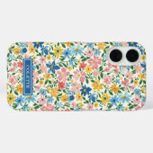 青と黄色のいたずらな花のモノグラム Case-Mate iPhoneケース (裏面 (横))
