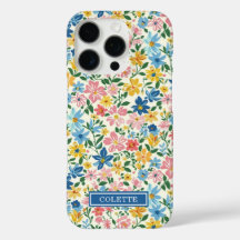 青と黄色のいたずらな花のモノグラム