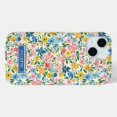 青と黄色のいたずらな花のモノグラム Case-Mate iPhoneケース (裏面 (横))