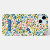 青と黄色のいたずらな花のモノグラム Case-Mate iPhoneケース (裏面 (横))