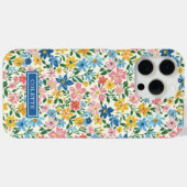 青と黄色のいたずらな花のモノグラム Case-Mate iPhoneケース (裏面 (横))