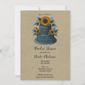 青と黄色のひまわり ティアケーキ ブライダルシャワー 招待状 (正面)