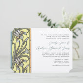 青と黄色のアールデコアイリス結婚式招待状 招待状 (スタンド正面)