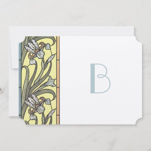 青と黄色のアールデコアイリス結婚式招待状 招待状 (裏面)