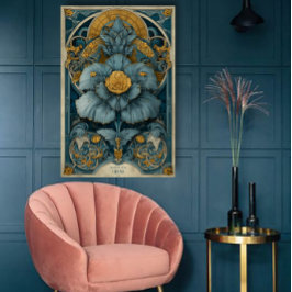 青と黄色のアールヌーヴォー サーカス ポスター