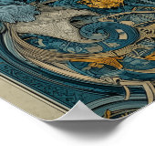 青と黄色のアールヌーヴォー サーカス ポスター (角)