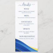 青と黄色のウェディングディナー＆バーメニュー メニュー (裏面)