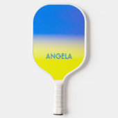 青と黄色のウクインスパイアライナ平和の名前 ピックルボールラケット (裏面)
