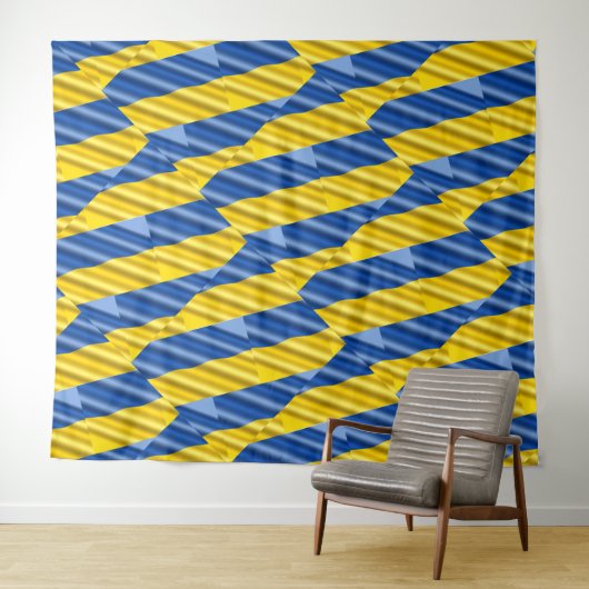 青と黄色のウクライナにインスパイアされた平和的な反戦 タペストリー (インサイチュ(横))