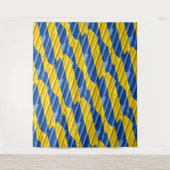 青と黄色のウクライナにインスパイアされた平和的な反戦 タペストリー (正面)