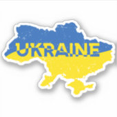 青と黄色のウクライナの地図。ウクライナ シール (正面)