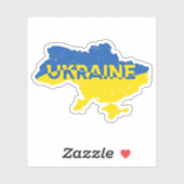青と黄色のウクライナの地図 シール (シート)