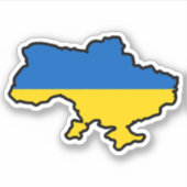 青と黄色のウクライナの地図 シール (正面)