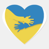 青と黄色のウクライナ国旗 ハートシール (正面)