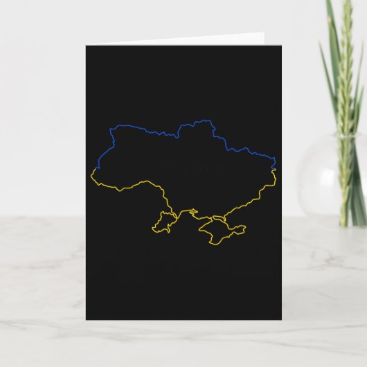 青と黄色のウクライナ地図 ウクライナ カード (正面)