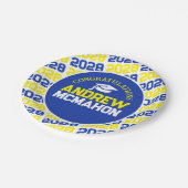 青と黄色のオンホワイト卒業パーソナライズされた ペーパープレート (アングル)