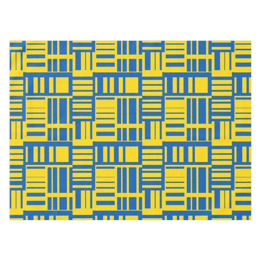 青と黄色のカラーラインデザインパターン テーブルクロス (正面(横))